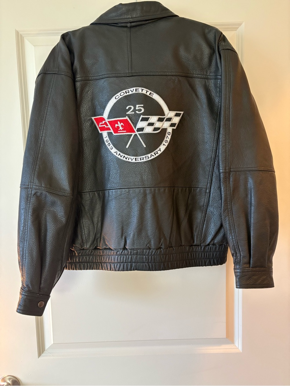Black Leather Racing Corvette Jacket